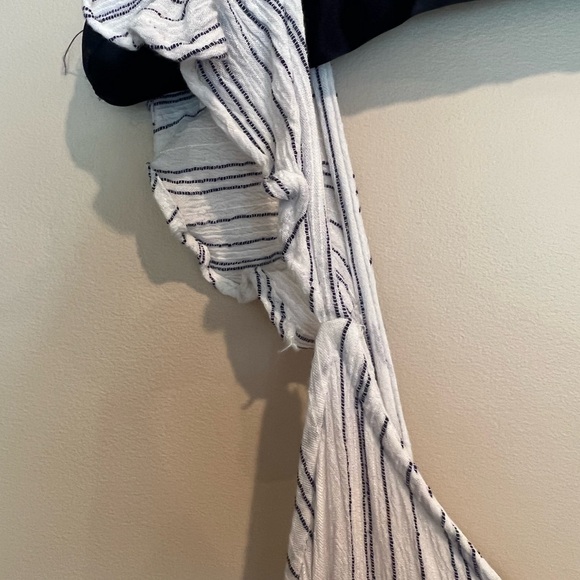 ASOS Blu/whiteStripe Peasant Dress w/embroidery Detail Sz US 10 - Picture 5 of 10